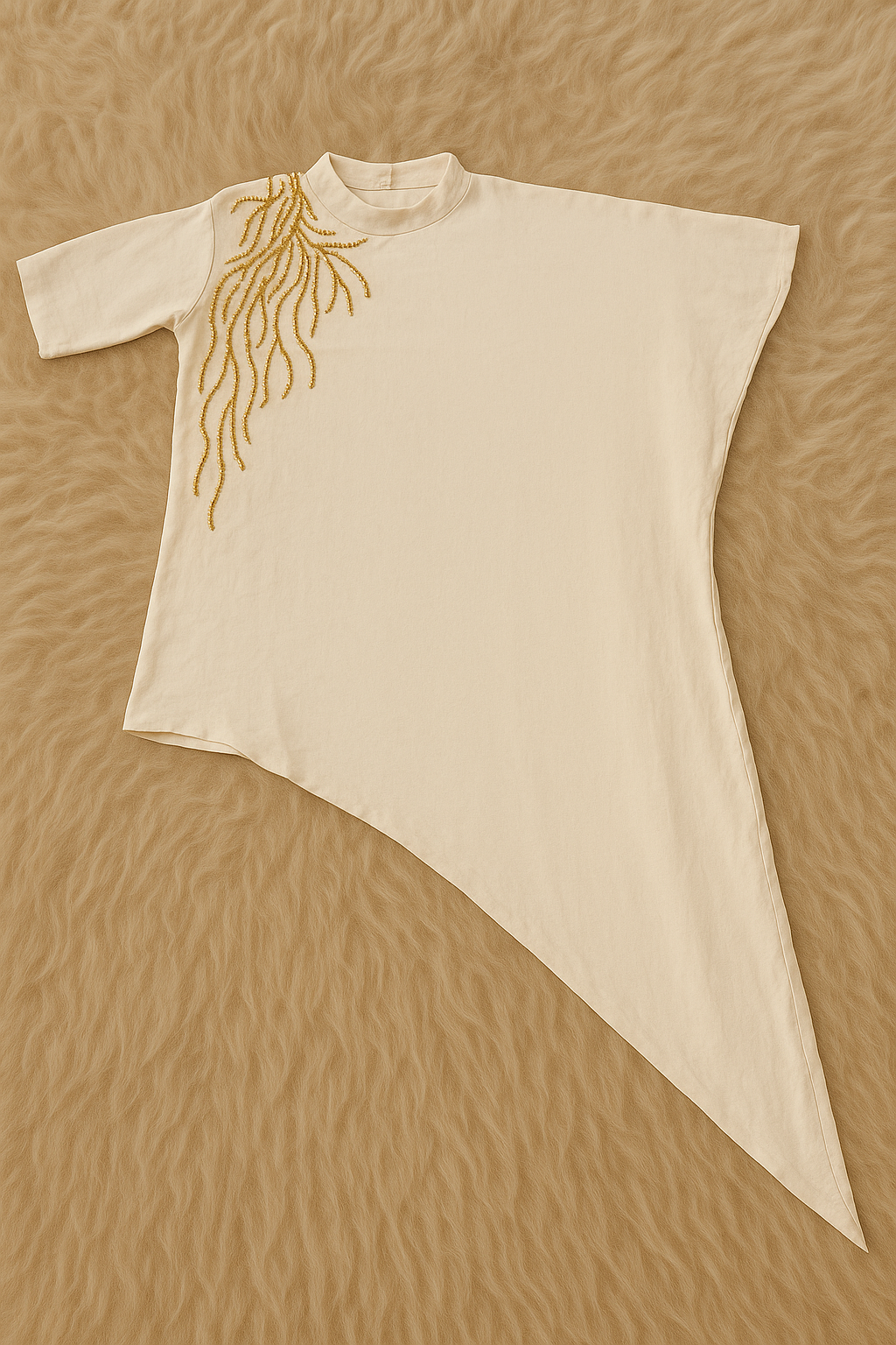 Golden Flow Satin High-Low Shirt
