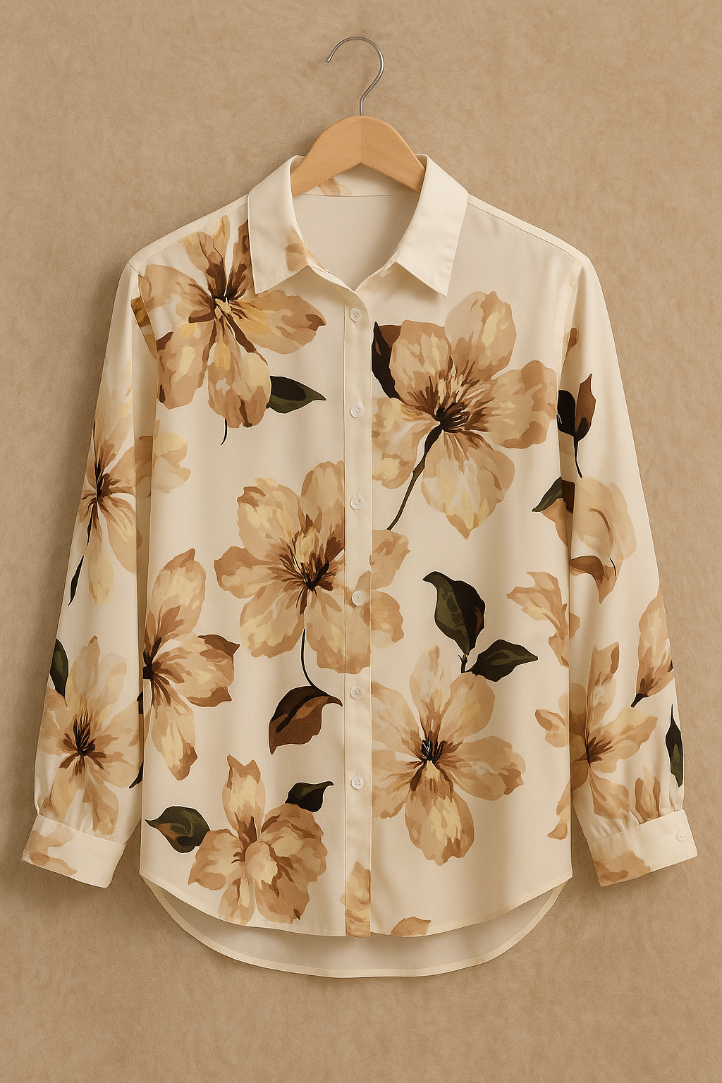 Ivory Floral Print Georgette Shirt