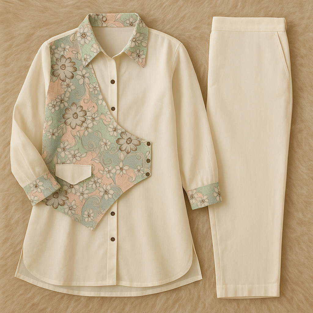 Pastel Panel Detail Cotton Co-ord Set