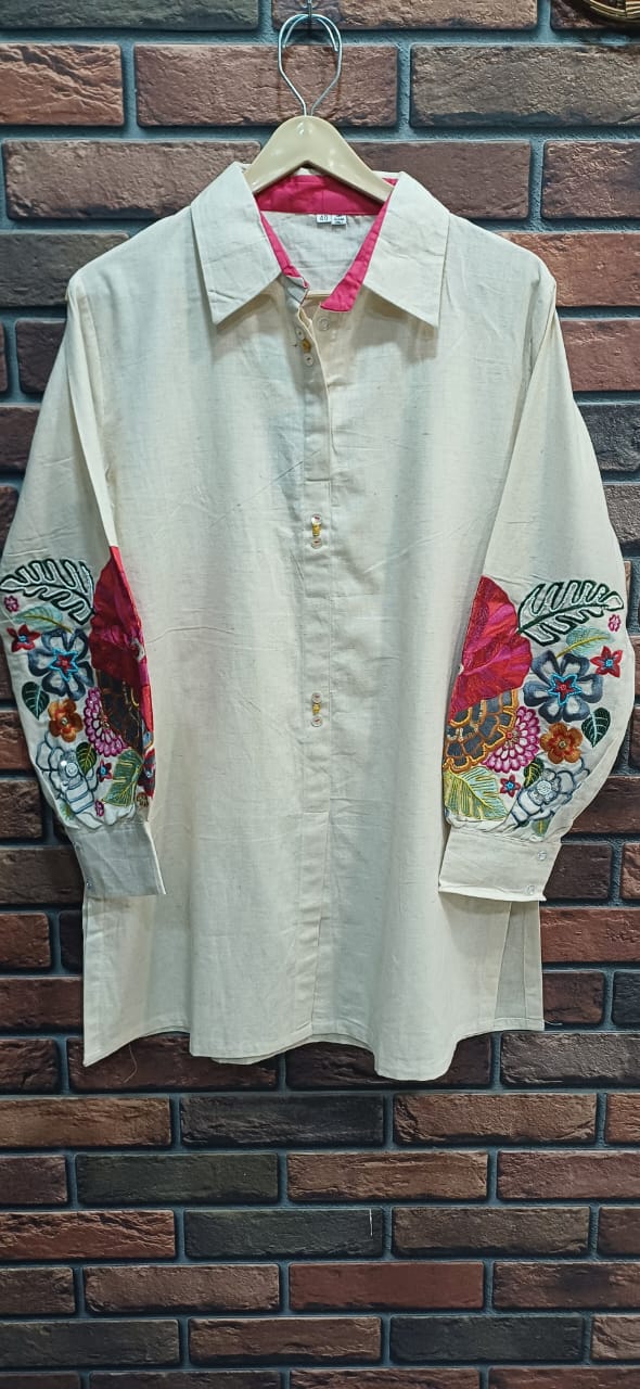 Elegant Embroidered Sleeve Khadi Co-ord Set