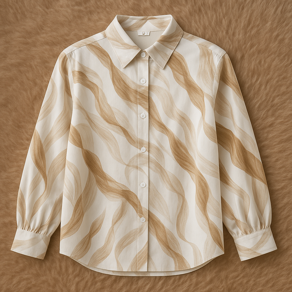 Beige Wave Pattern Shirt 4
