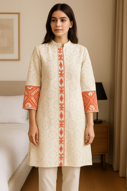 Embroidered Schiffli Cotton Coord Set