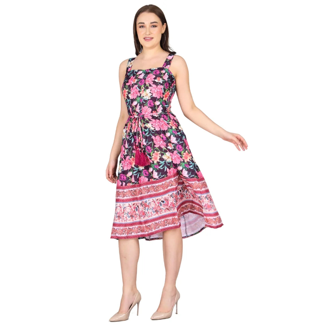 Cotton Print Midi Dress