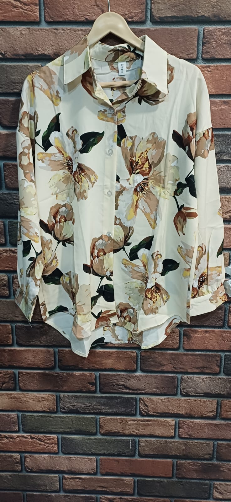 Ivory Floral Print Georgette Shirt