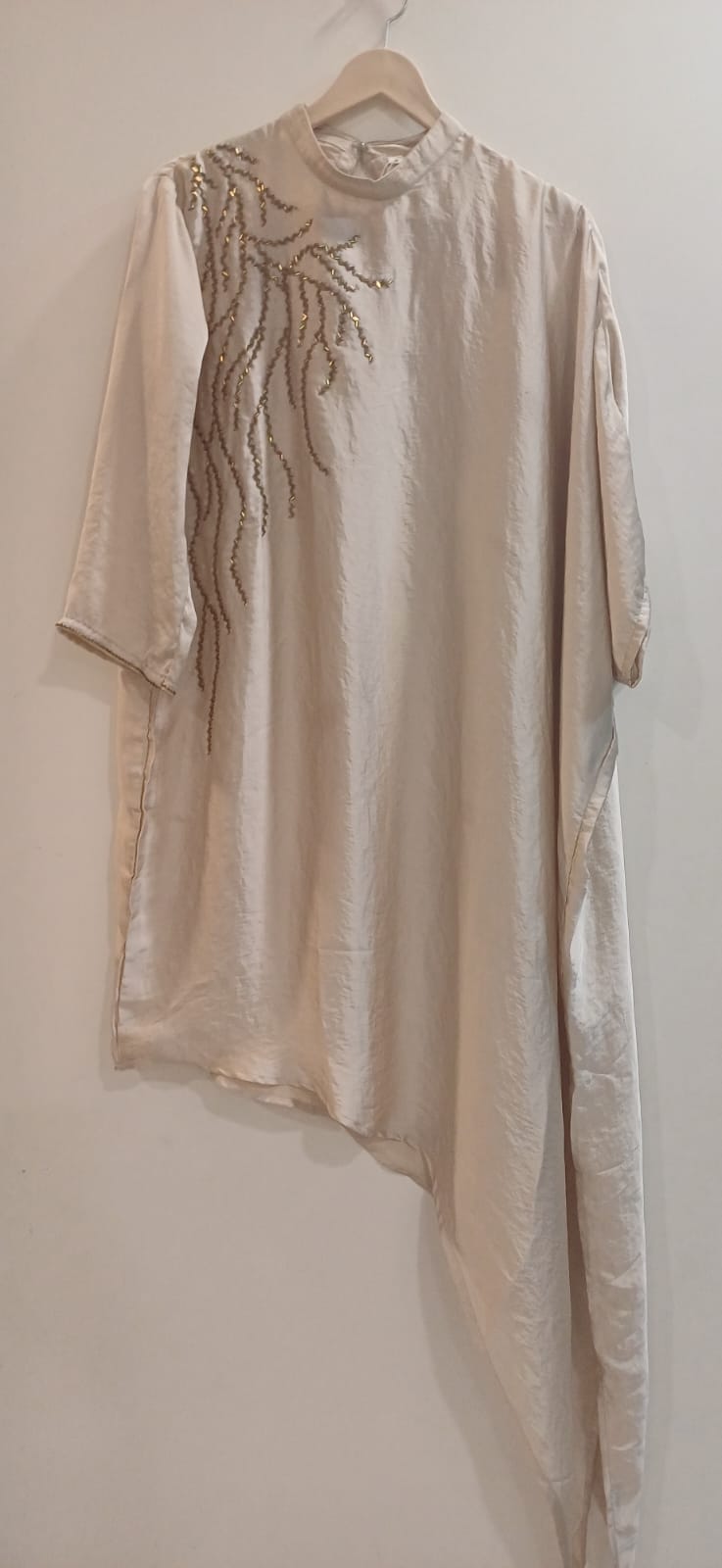 Golden Flow Satin High-Low Shirt