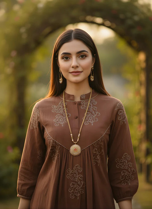 Brown Jaipuri Cotton Top