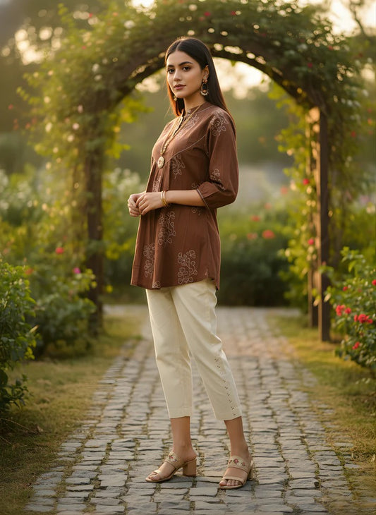 Brown Jaipuri Cotton Top