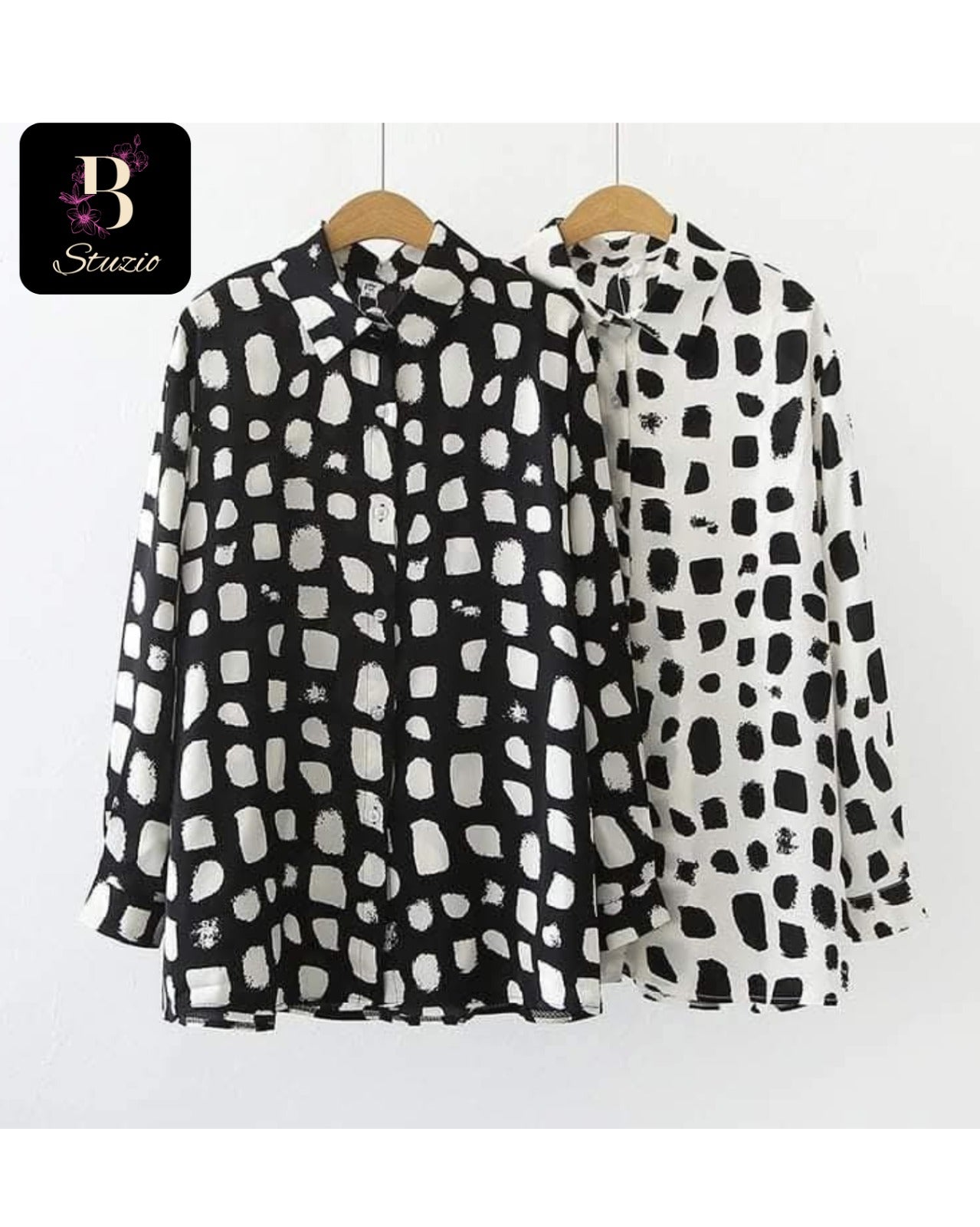 Printed Oversized Shirt, Black and White