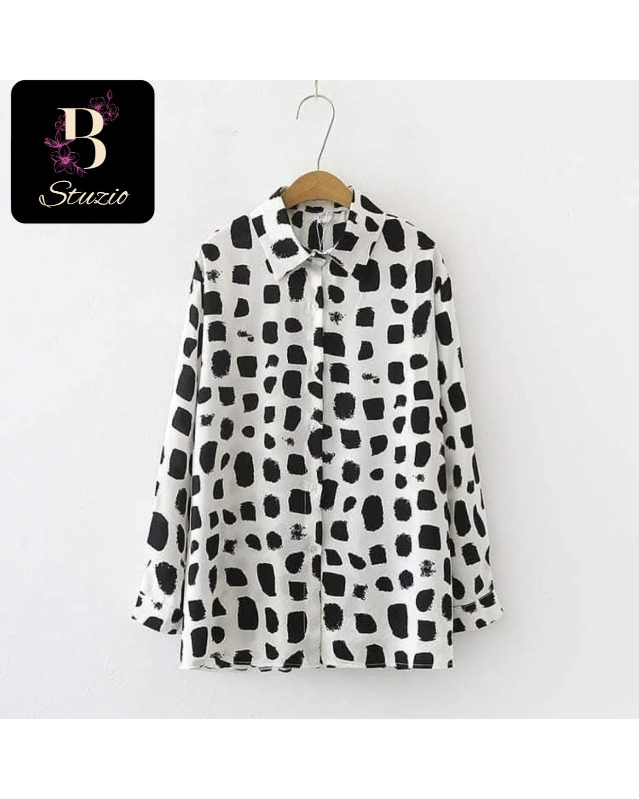 Printed Oversized Shirt, Black and White