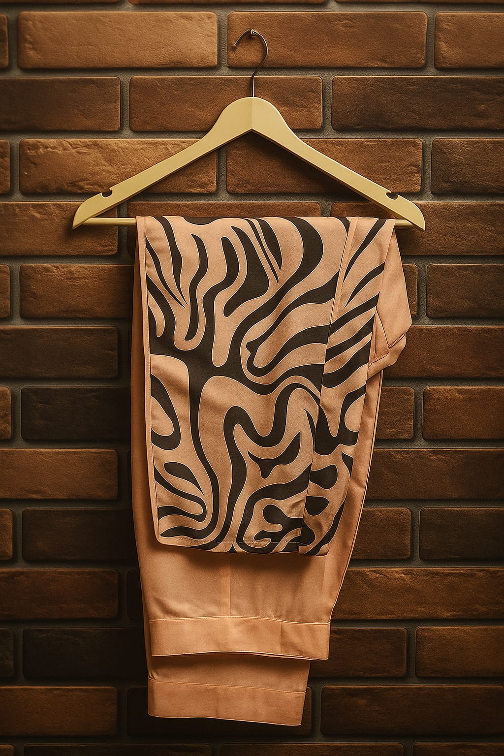 Peach Black Striped Digital Print Co-ord Set