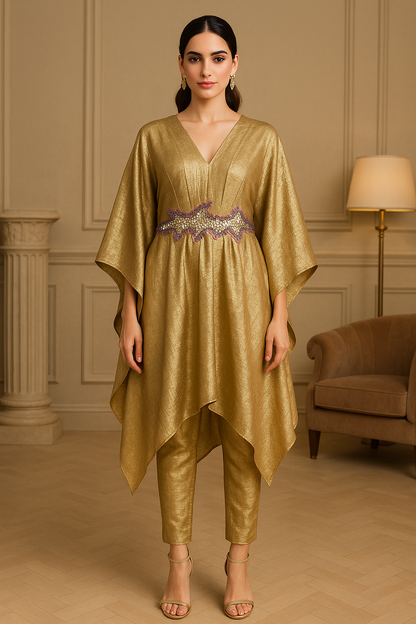 Metallic Gold Kaftan Co-ord Set