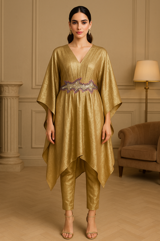 Metallic Gold Kaftan Co-ord Set
