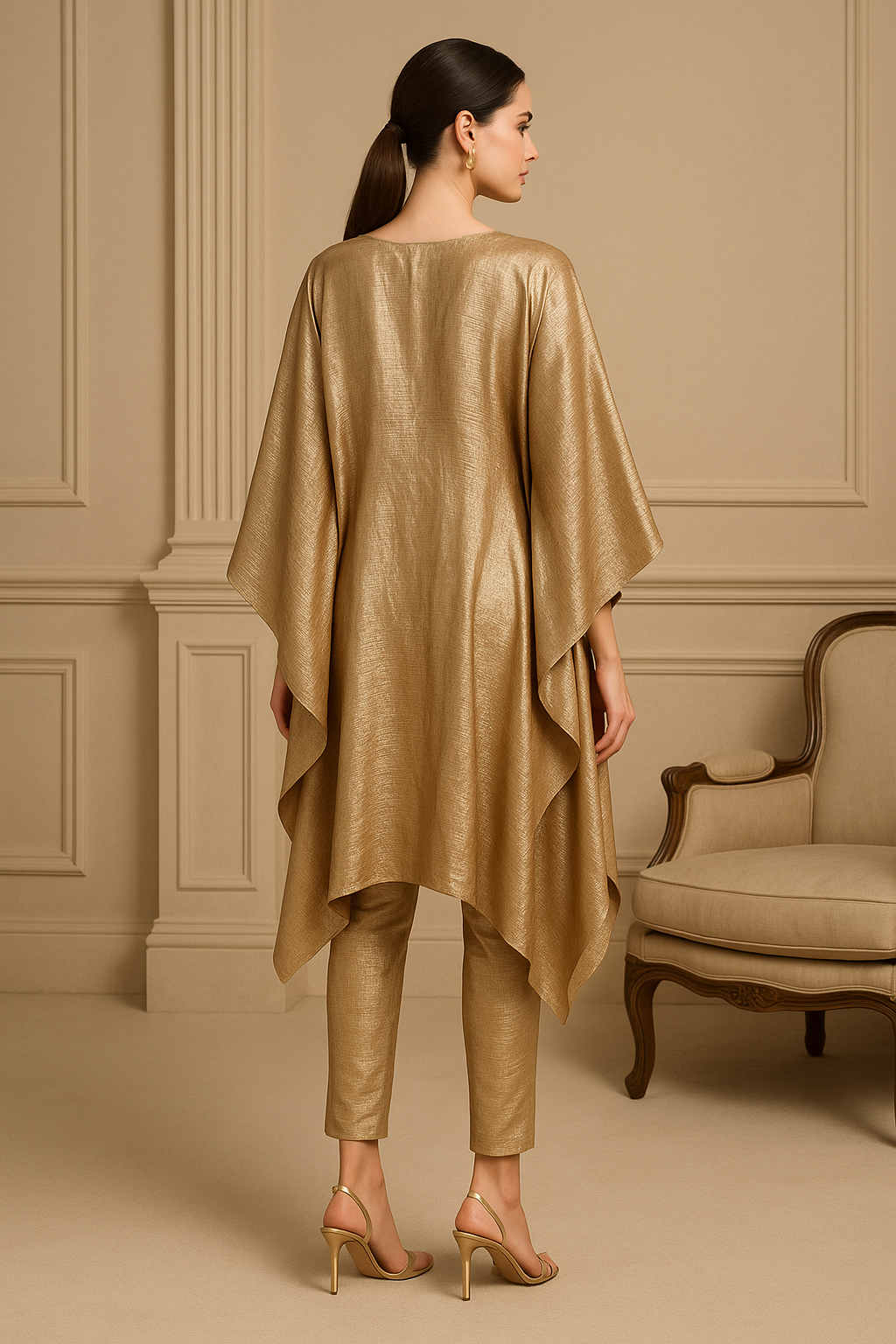 Metallic Gold Kaftan Co-ord Set
