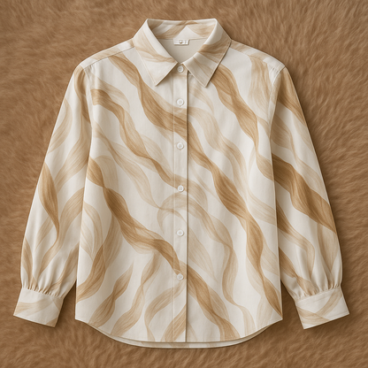 Beige Wave Pattern Shirt 4