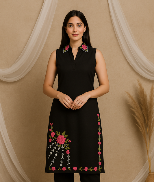 Black Embroidered Co-ord Set