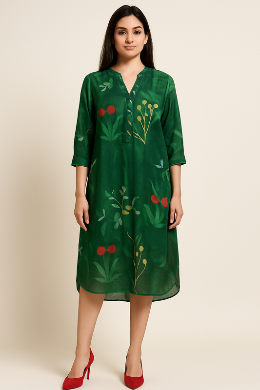 Emerald Garden Printed Kurta Dress