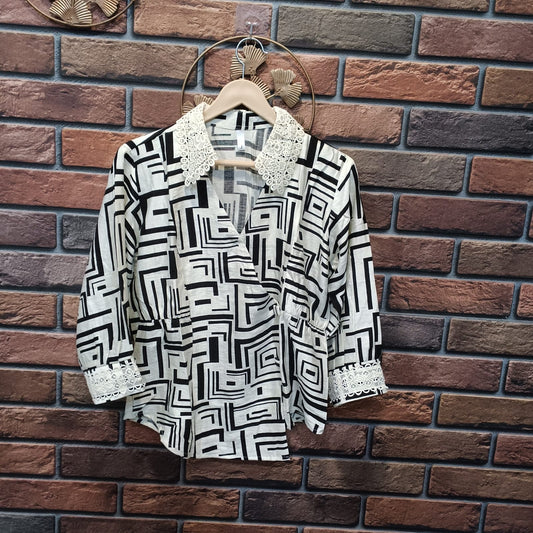Stylish Lace Collar shirt