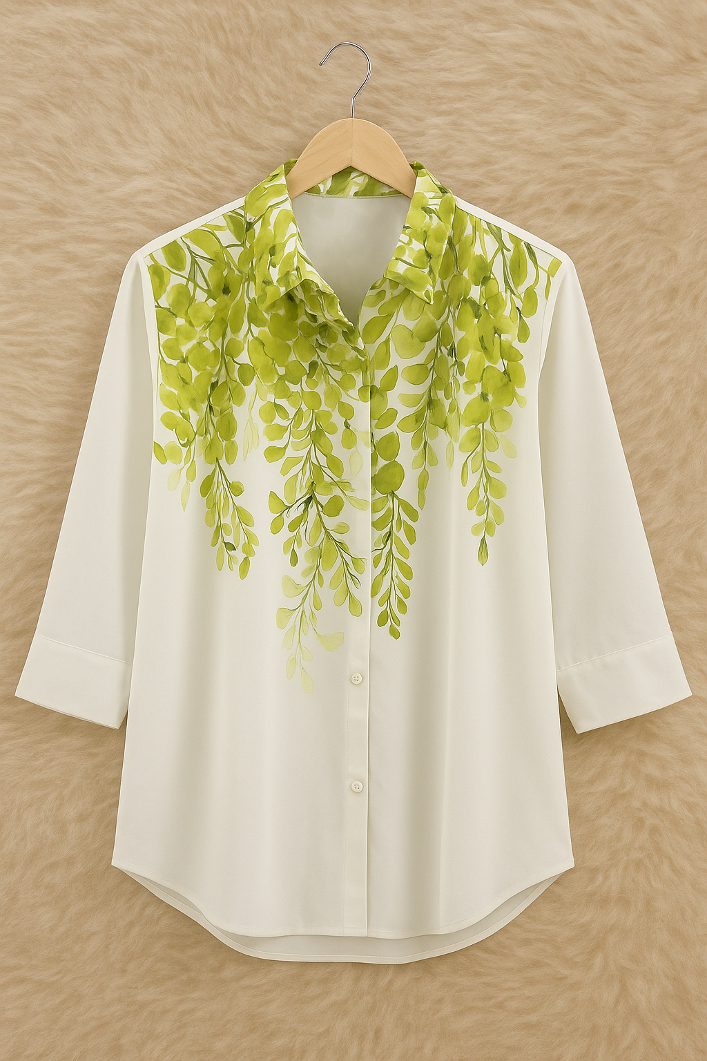 Leaf Print Georgette Plus Size Shirt for Women3 