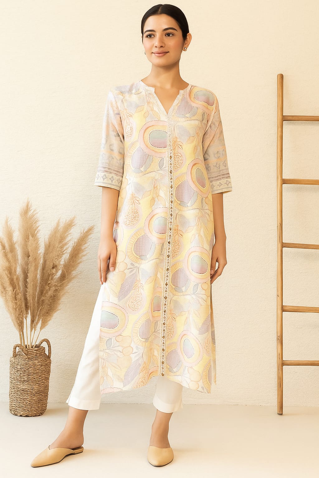 Soft Pastel Imported Long Kurta – Super Comfortable Everyday Wear
