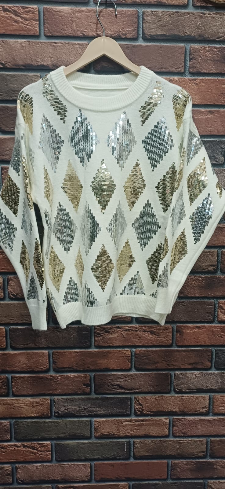 Dazzling Diamond Sequin Knit Sweater