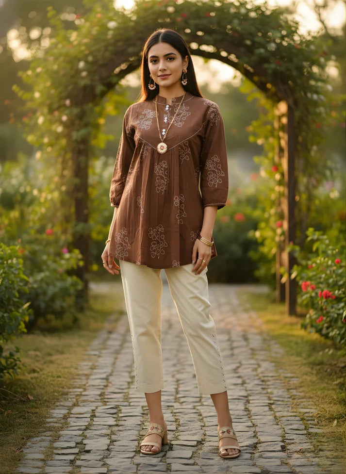 Brown Jaipuri Cotton Top