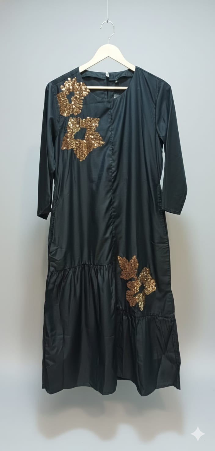 Sequined Tiered A-Line Midi Dress