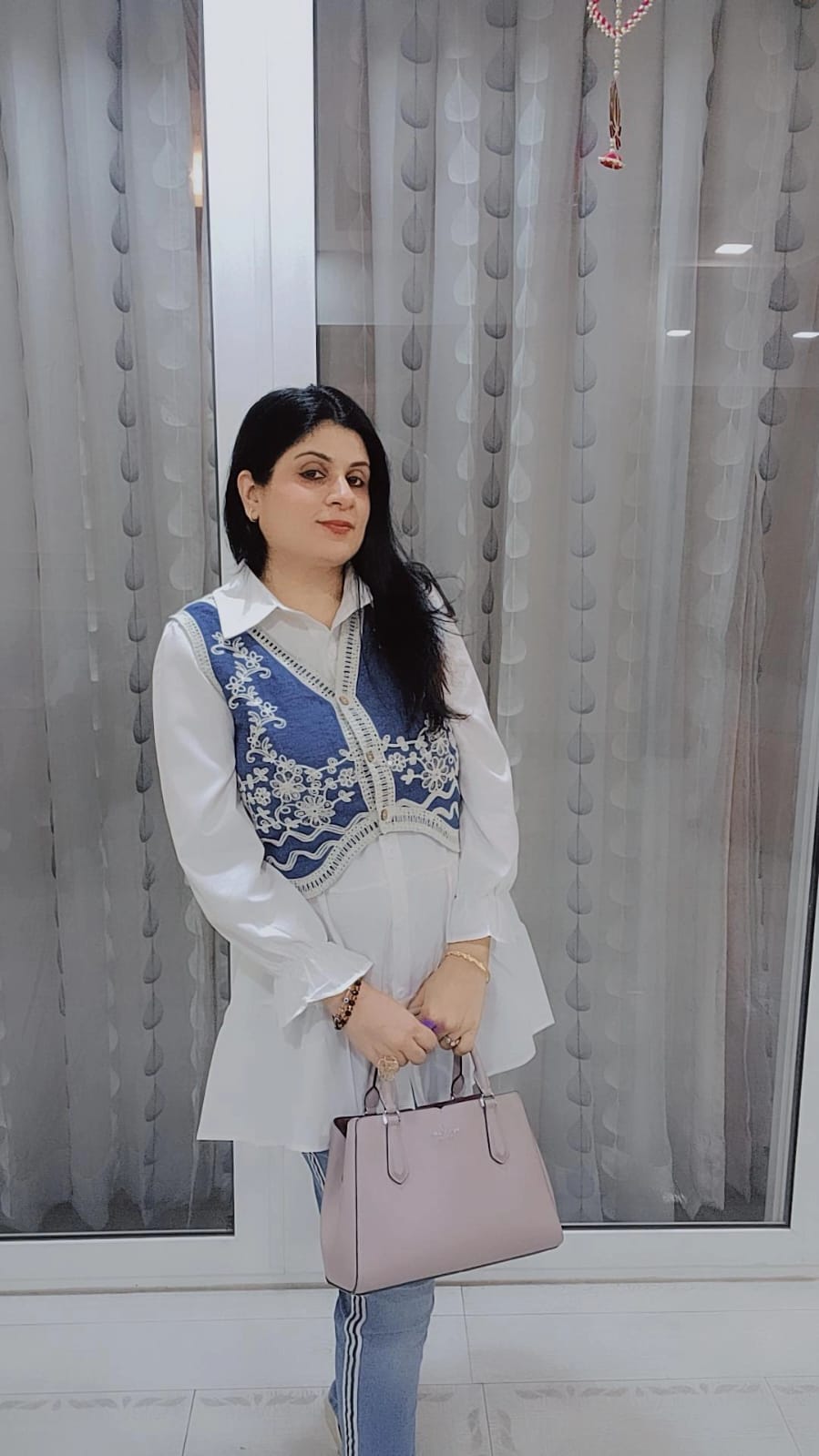 Exquisite Embroidered Denim Waistcoat and Shirt