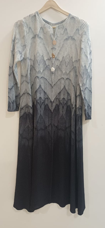 Elegant Pleated Floral Dress –Pink  & Cream