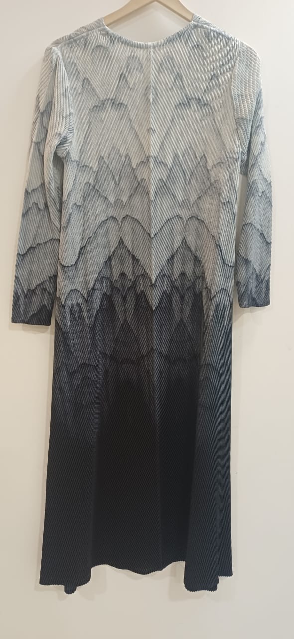 Elegant Pleated Floral Dress –Pink  & Cream