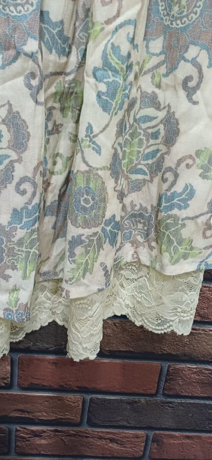 Floral Blue Two-Piece Free-Size Dress Set