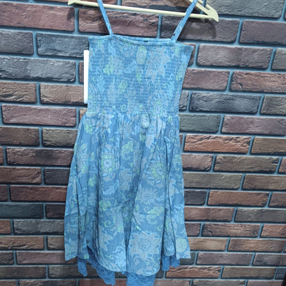 Floral Blue Two-Piece Free-Size Dress Set