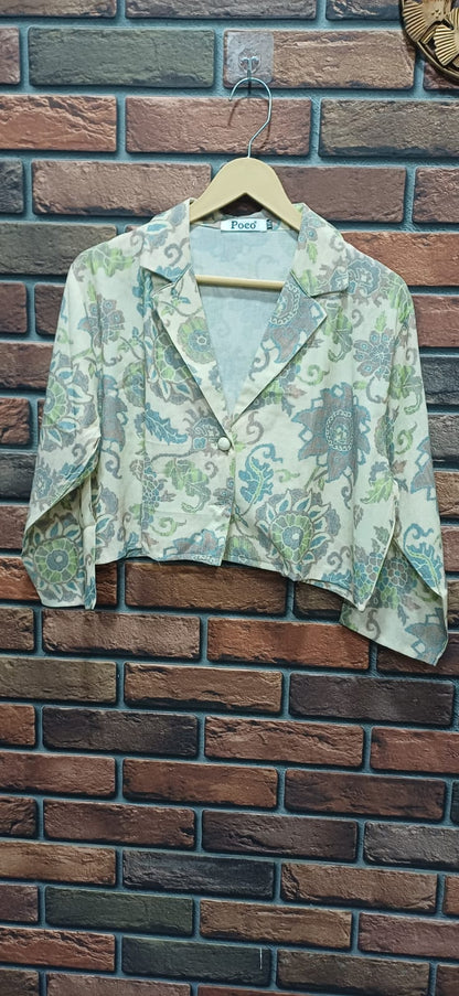 Floral Blue Two-Piece Free-Size Dress Set