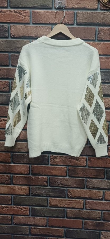 Dazzling Diamond Sequin Knit Sweater