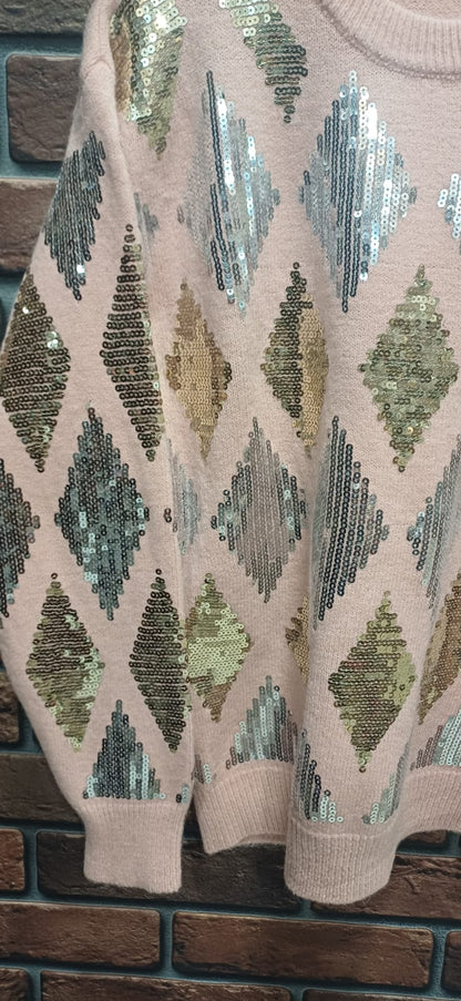 Dazzling Diamond Sequin Knit Sweater