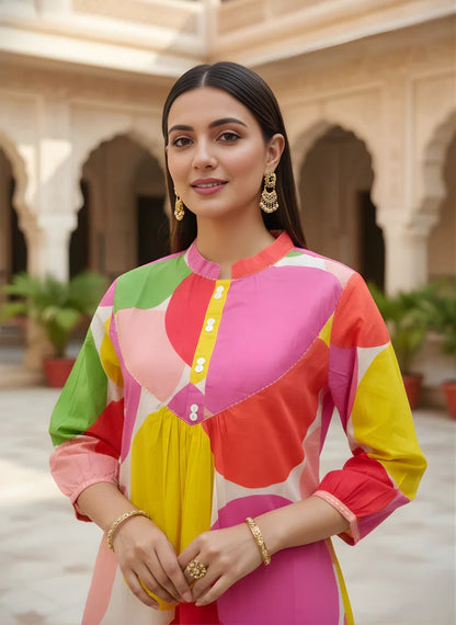 Abstract Jaipuri Cotton Kurti