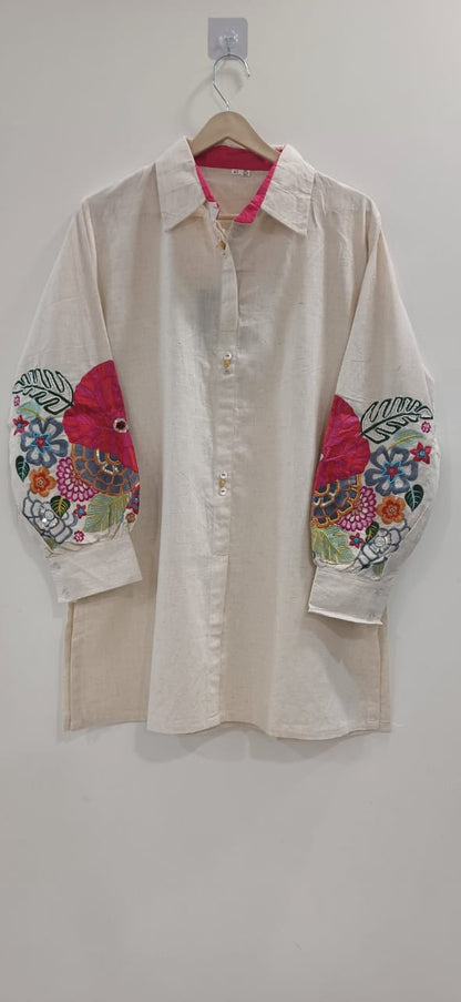 Elegant Embroidered Sleeve Khadi Co-ord Set