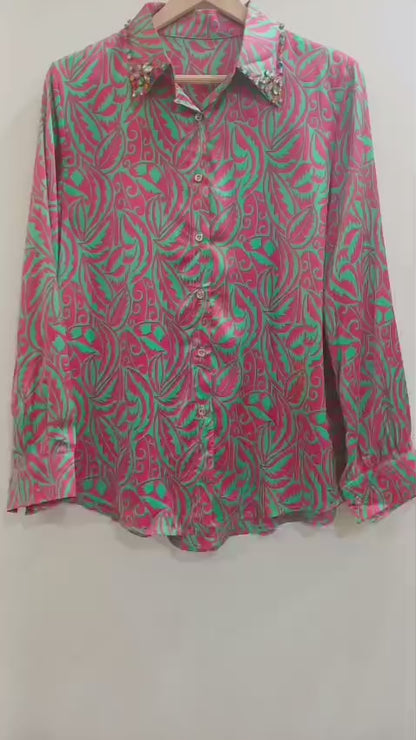 🌟 Sunset Swirl Satin Shirt – BStuzio Exclusive