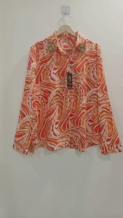 🌈 Tangerine Swirl Embellished Shirt – BStuzio Exclusive