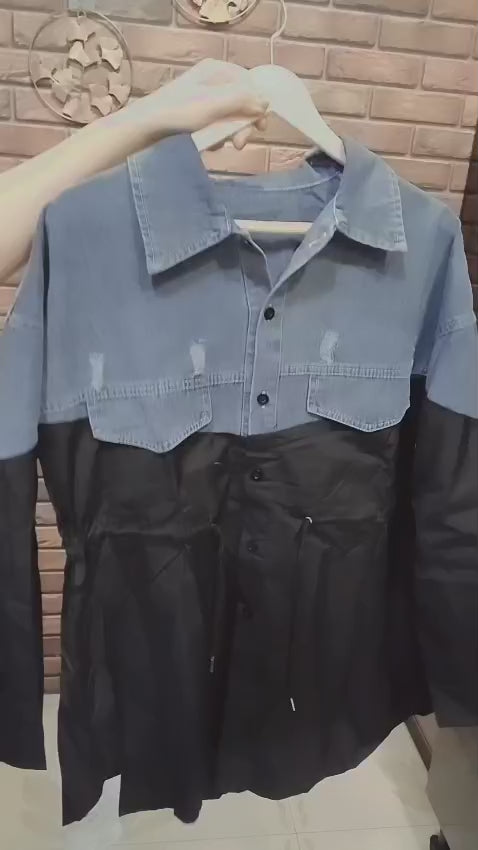 Denim Cotton Shirt Black and Blue