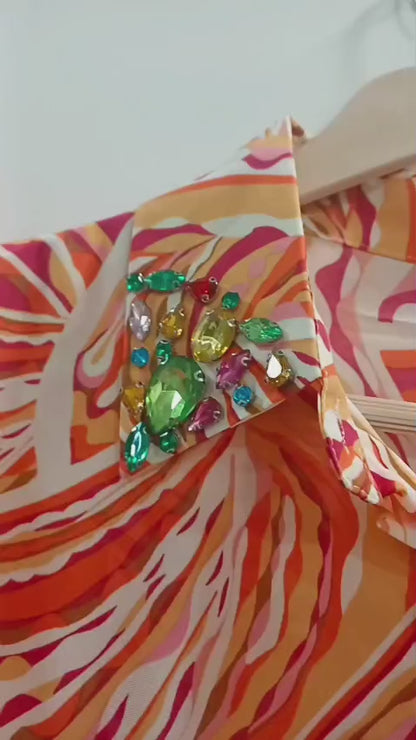 🌈 Tangerine Swirl Embellished Shirt – BStuzio Exclusive
