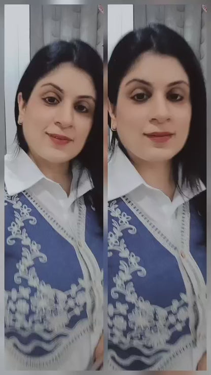 Exquisite Embroidered Denim Waistcoat and Shirt