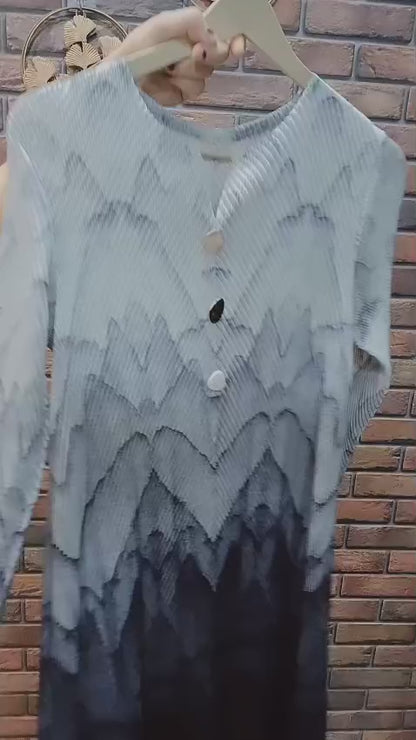 Elegant Pleated Floral Dress –Pink  & Cream