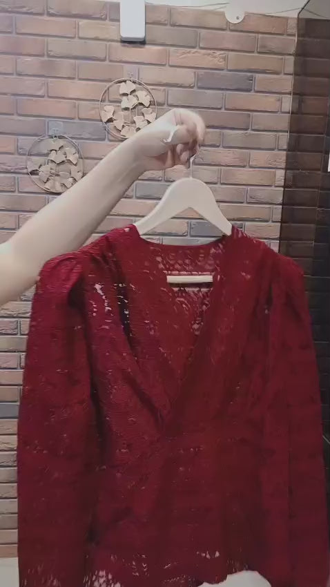 Maroon Lace Top